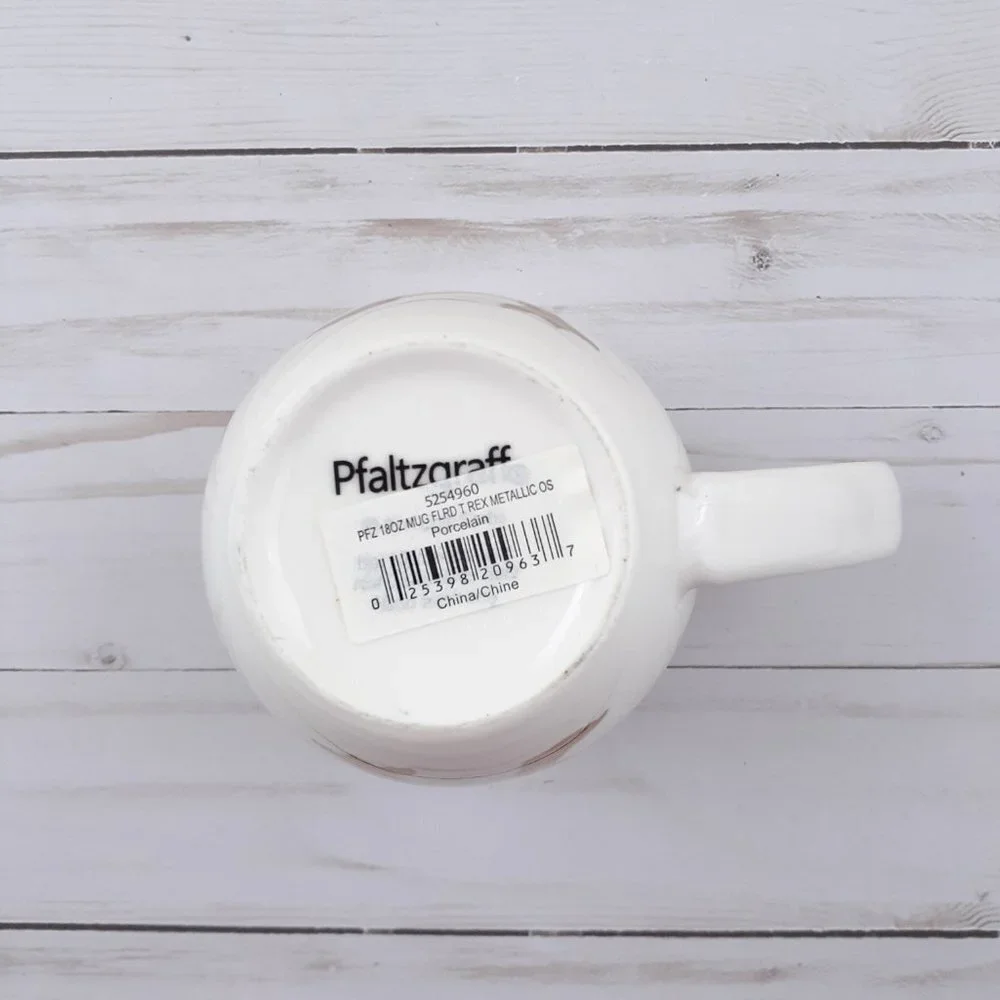 Pfaltzgraff Porcelain Coffee Mug Cup TRex Gold Wild Barefoot Free